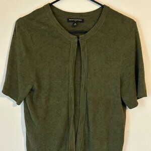Army Green Short-Sleeved Knit Cardigan